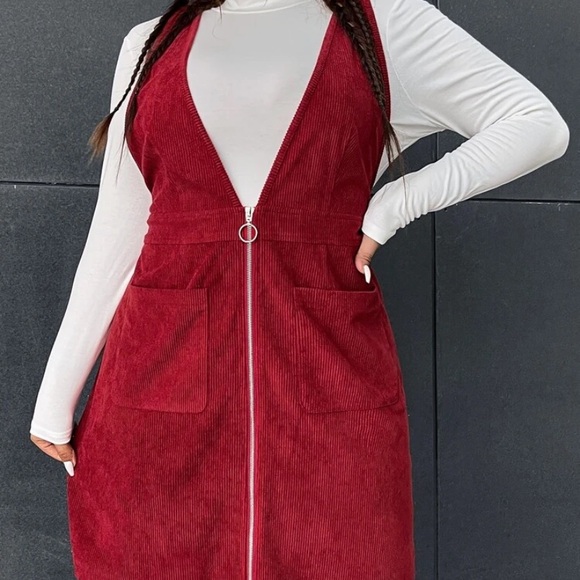 Burgundy corduroy dress. - Picture 2 of 3